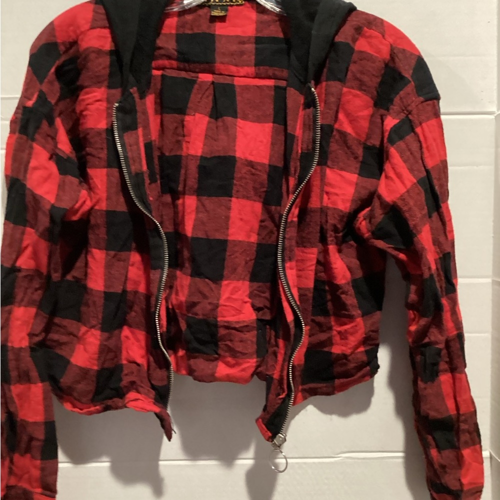 Ladies taxi red and black zip up hoodie size large